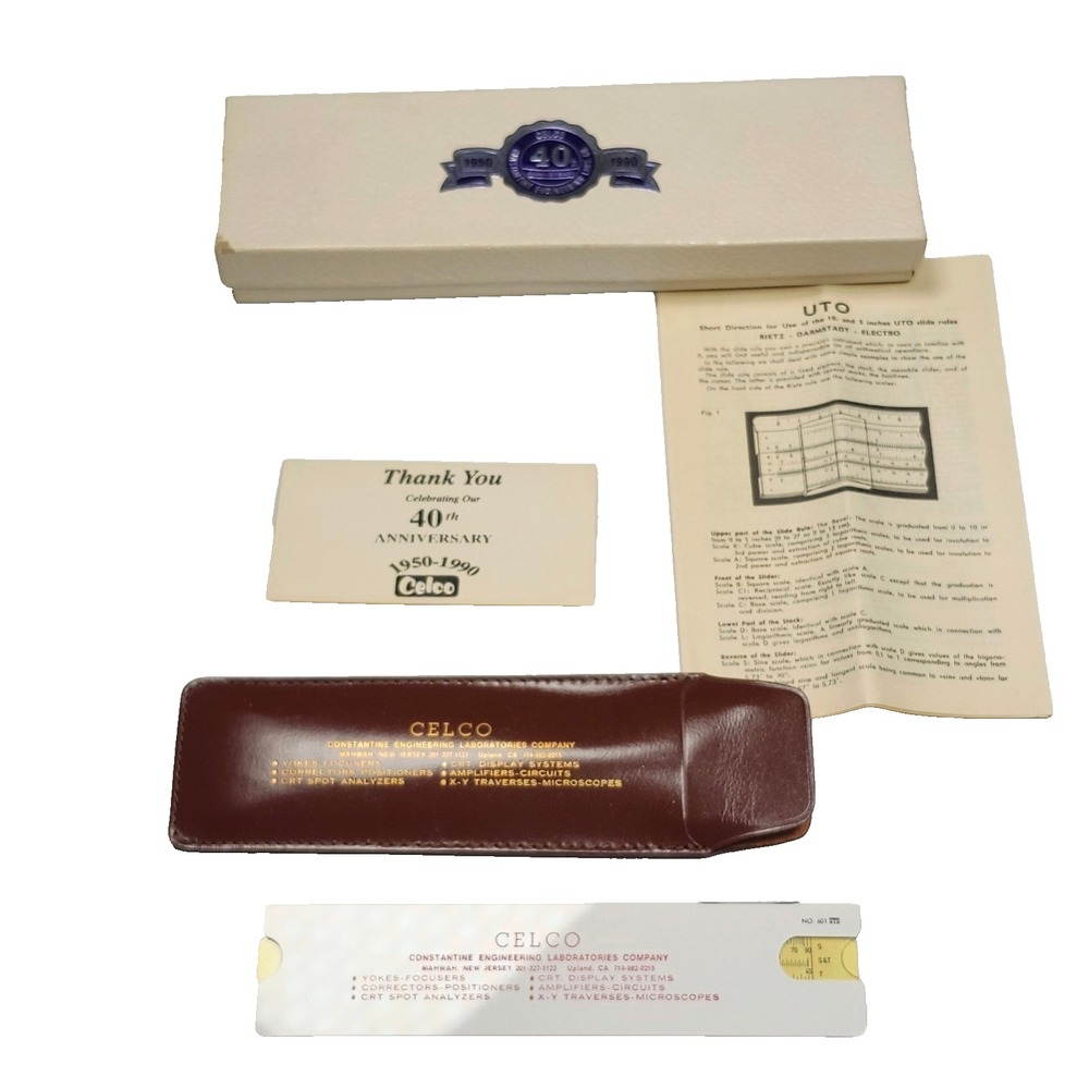 Vintage CELCO 40th Anniversary Hoffman Slide Rule Kit Engineering Laboratories